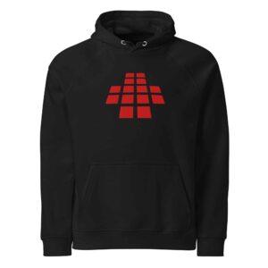Sanctum Hoodie: Black with Red Stitch